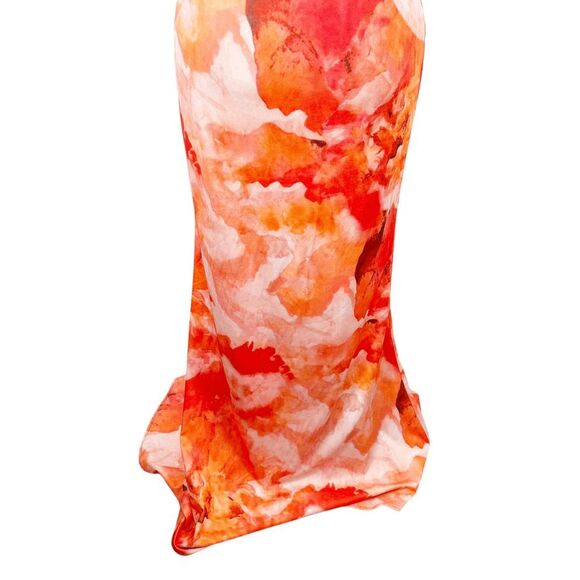 Rene Ruiz Collection One Shoulder 3D Applique Gown Fit Flare Dress Orange Size 2 - Picture 9 of 12